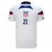 Camiseta Estados Unidos Timothy Weah #21 Primera Equipación Mundial 2022 manga corta